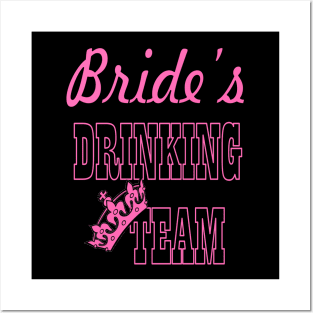 1980s cute pink bride's drinking team bachelorette party Posters and Art